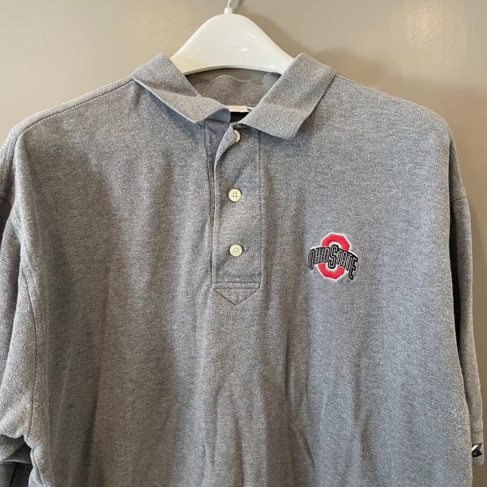 Cutter & Buck Mens Ohio State Buckeyes Polo Shirt Gray XL Short Sleeve Pique